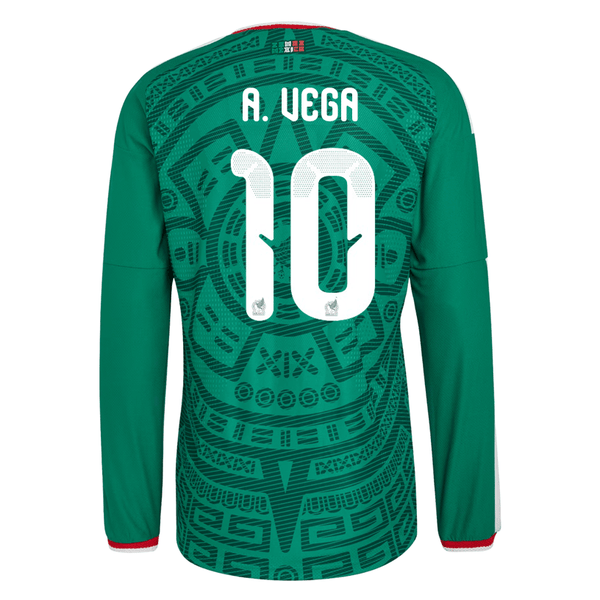 adidas Men's A. Vega Mexico Long-Sleeve Authentic Home Jersey 2026 (Bo