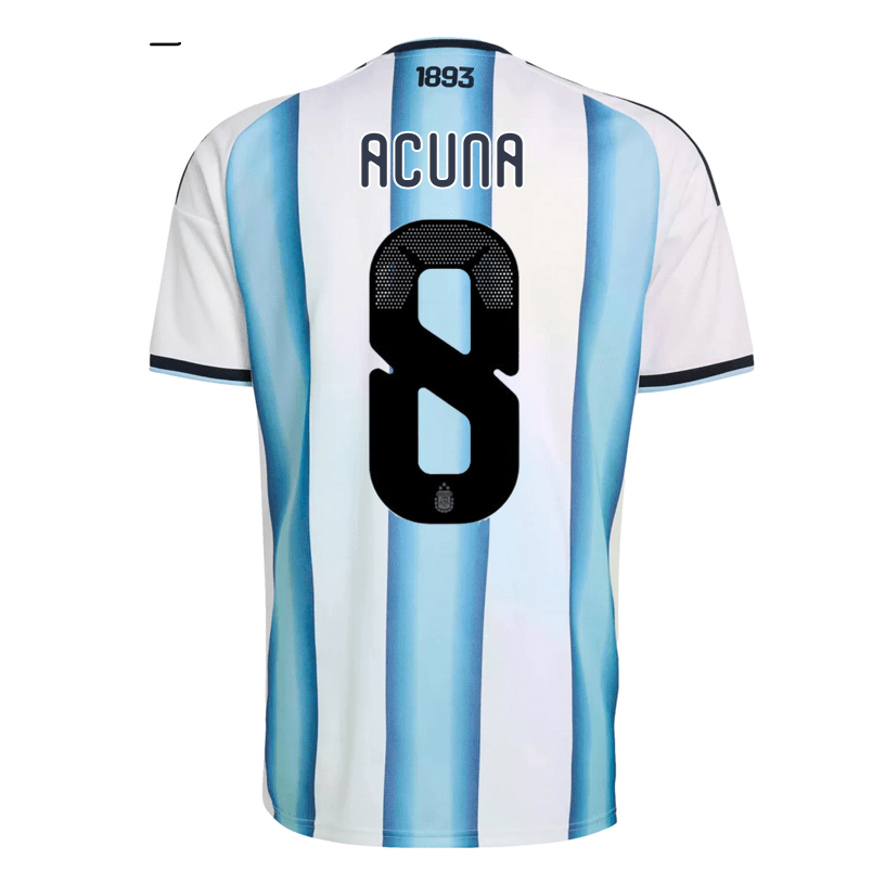 adidas Men's Acuna Argentina 2026 Home World Cup Jersey (White/Icey Light Blue) | SoccerWearhouse