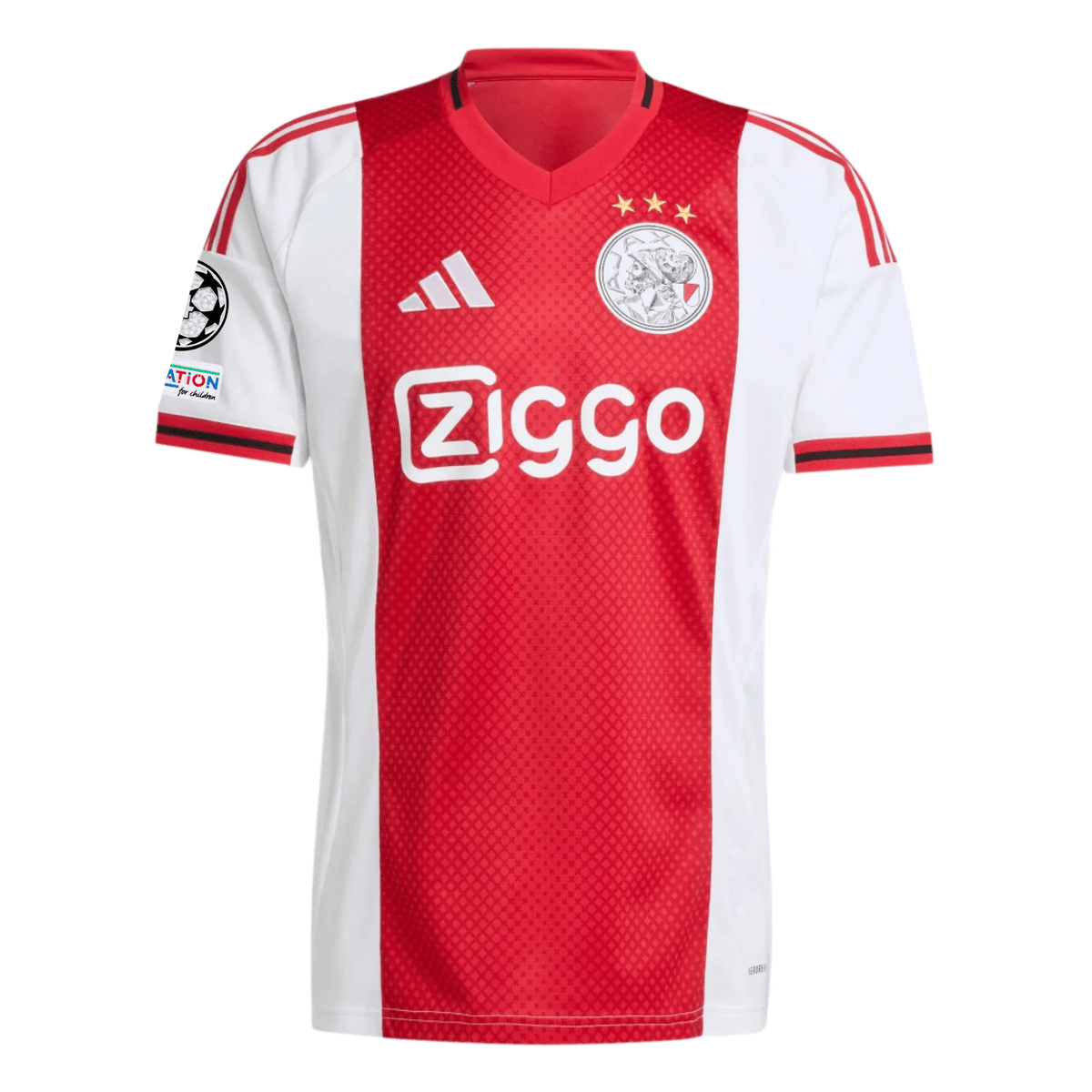 adidas Men's Ajax Home Jersey w/ Champions League Patches 25/26 (Red/White) | SoccerWearhouse