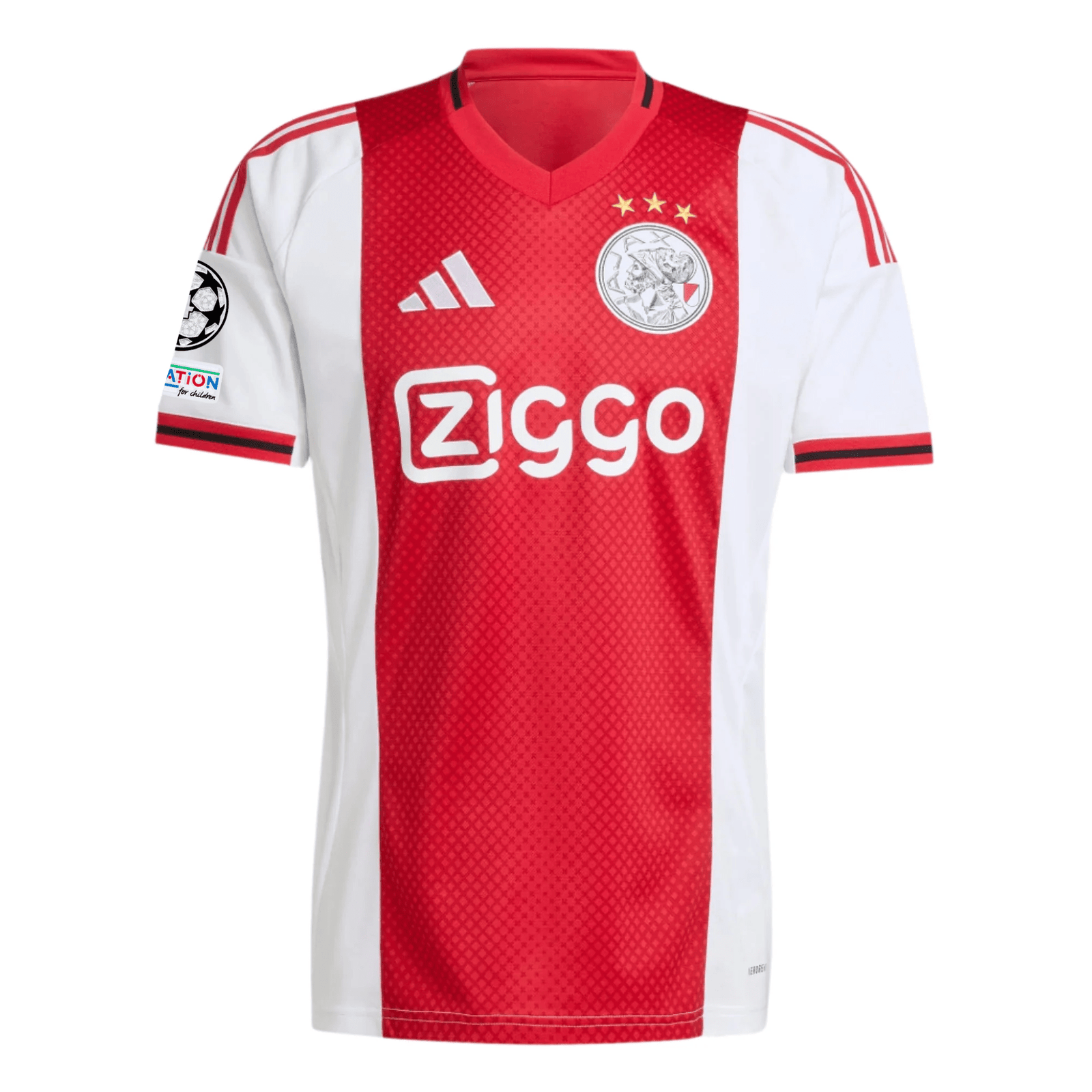 adidas Men's Ajax Home Jersey w/ Champions League Patches 25/26 (Red/White) | SoccerWearhouse