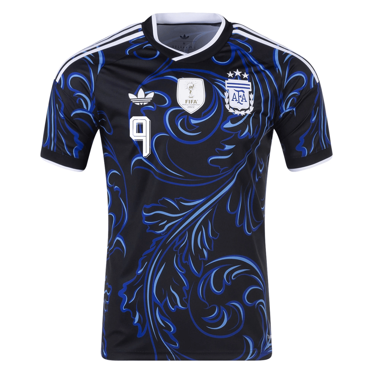 adidas Men's Argentina Julian Alvarez Away Stadium Jersey 2026 (Black/Blue) | SoccerWearhouse