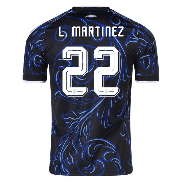 adidas Men's Argentina Lautaro Martinez Away Stadium Jersey 2026 (Blac