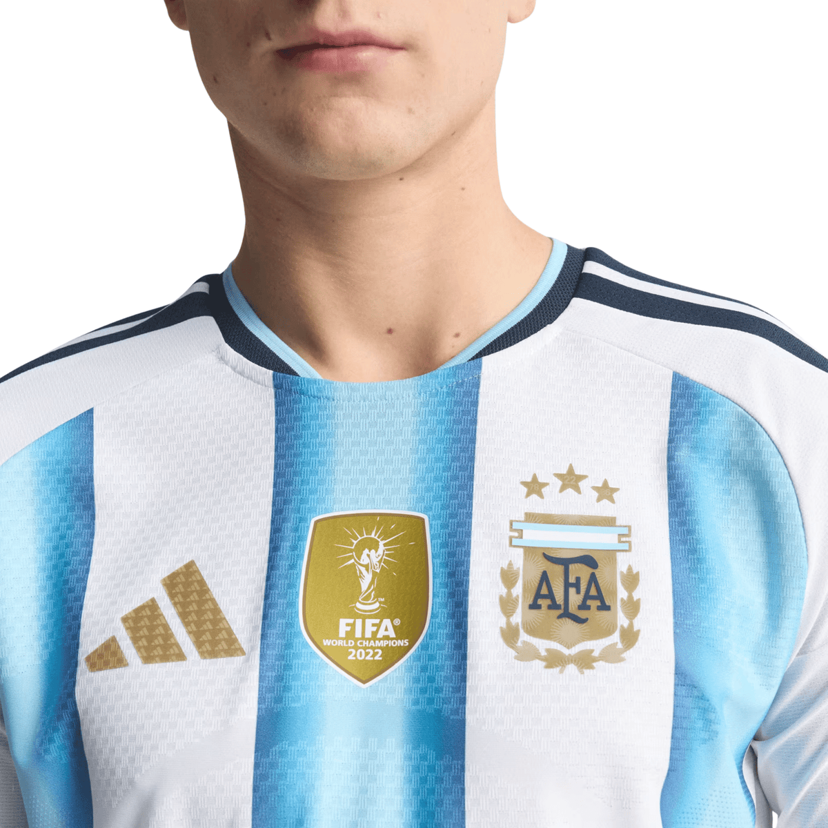 adidas Men's Argentina Long Sleeve Authentic Home Long Sleeve Jersey 2026 (White/Icey Blue/Light Blue) | SoccerWearhouse