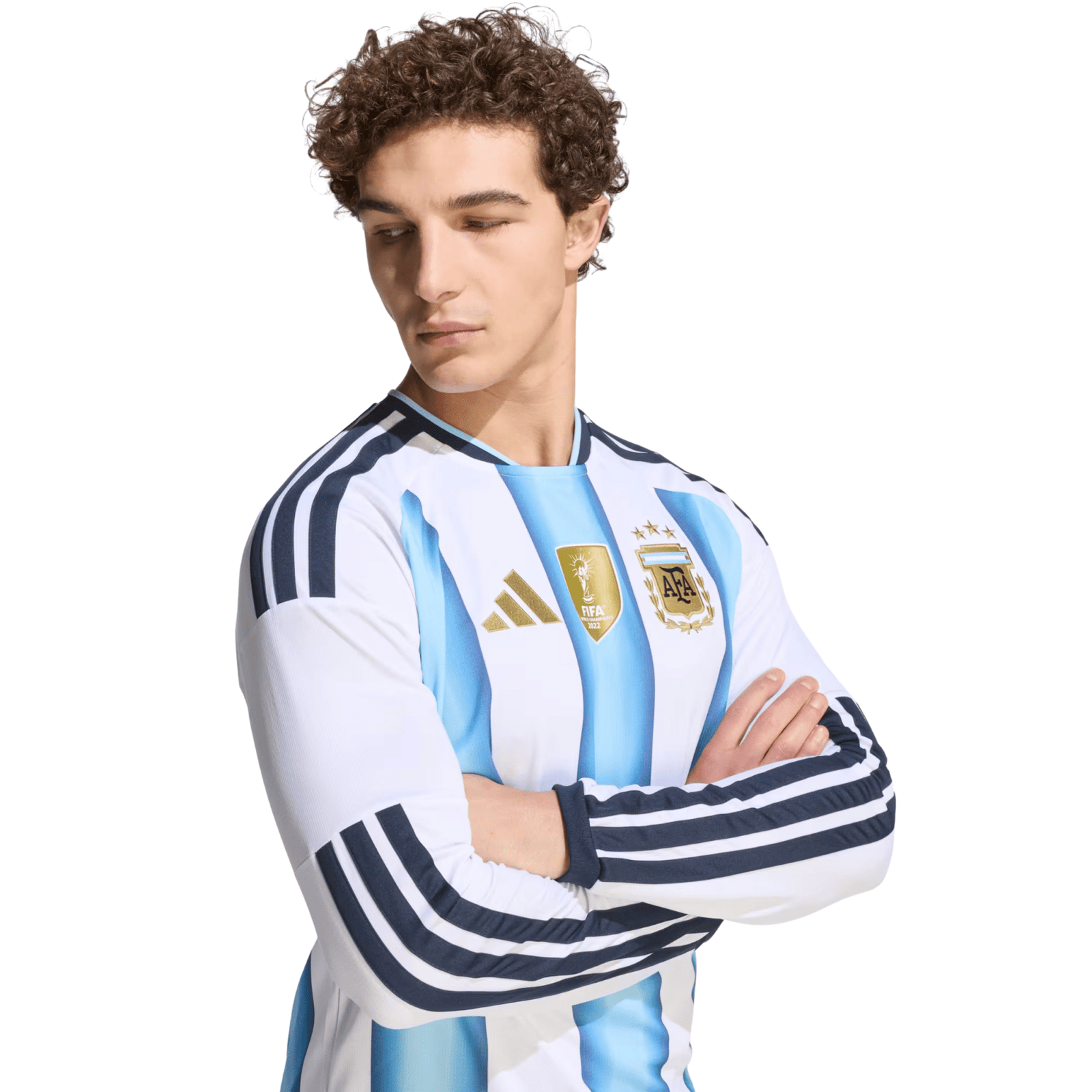 adidas Men's Argentina Long Sleeve Home Jersey 2026 (White/Icey Blue/Light Blue) | SoccerWearhouse
