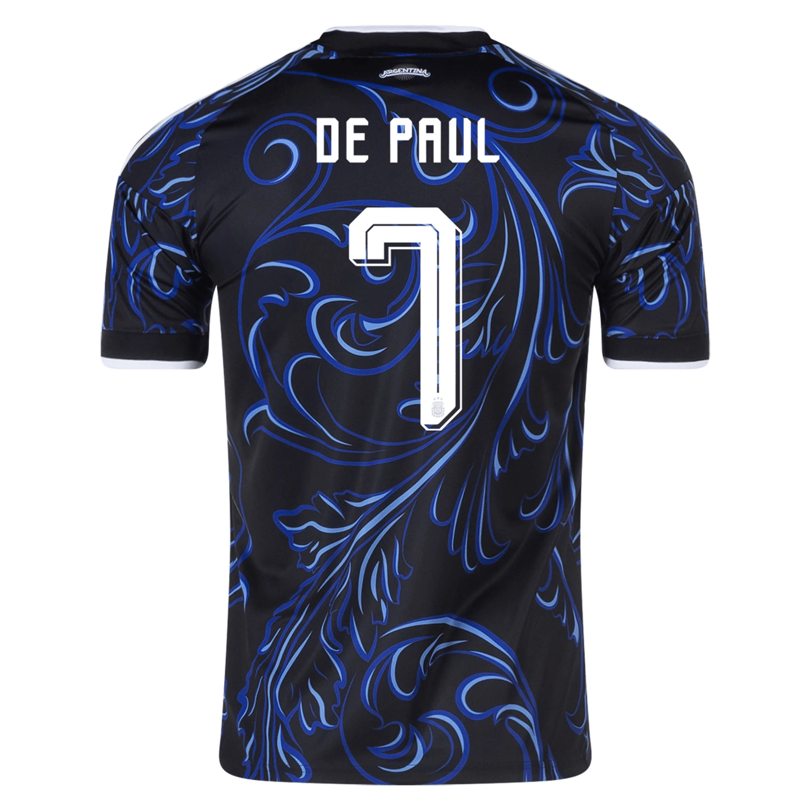 adidas Men's Argentina Rodrigo De Paul Away Stadium Jersey 2026 (Black/Blue) | SoccerWearhouse