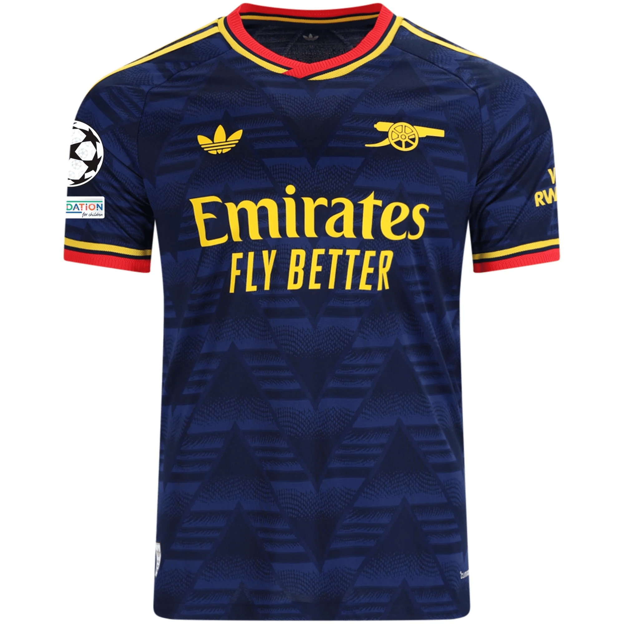 adidas Mens Arsenal Authentic Away Jersey w/ Champions League Patches 26/27 (Navy/Yellow)