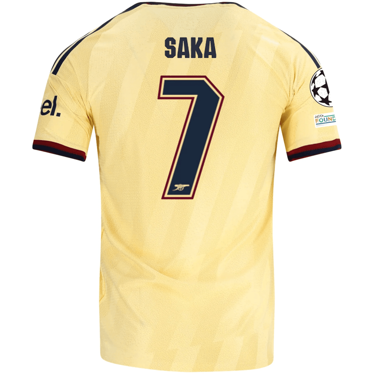 adidas Mens Arsenal Authentic Bukayo Saka Third Jersey w/ Champions League Patches 26/27 (Yellow) | SoccerWearhouse