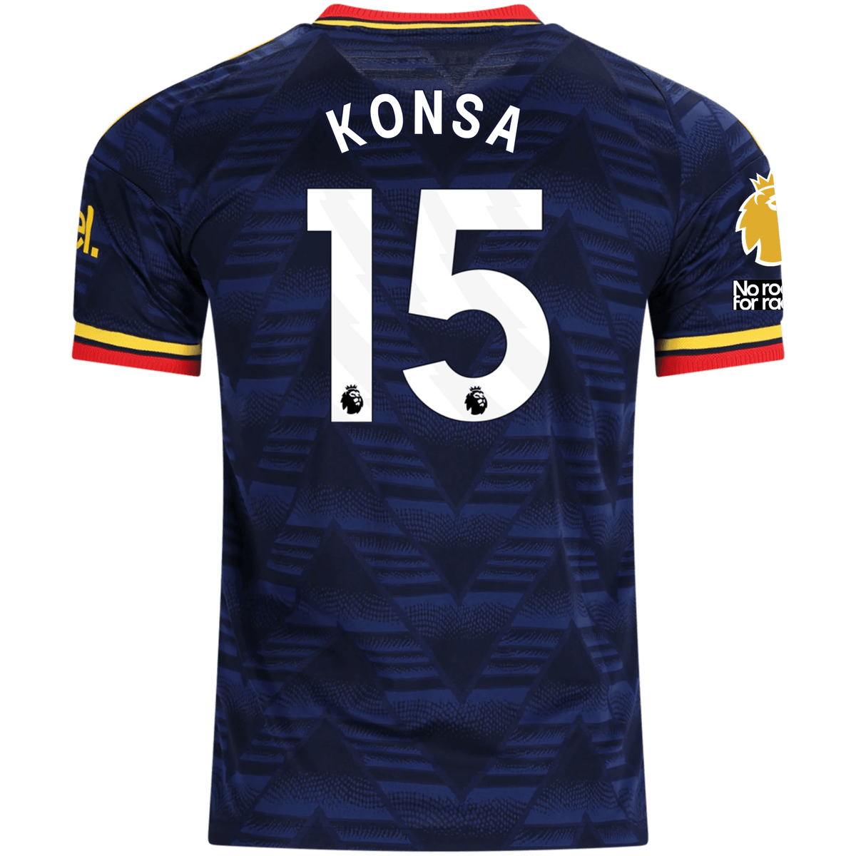 adidas Mens Arsenal Authentic Ezri Konsa Away Jersey w/ Premier League Patches 26/27 (Navy/Yellow) | SoccerWearhouse