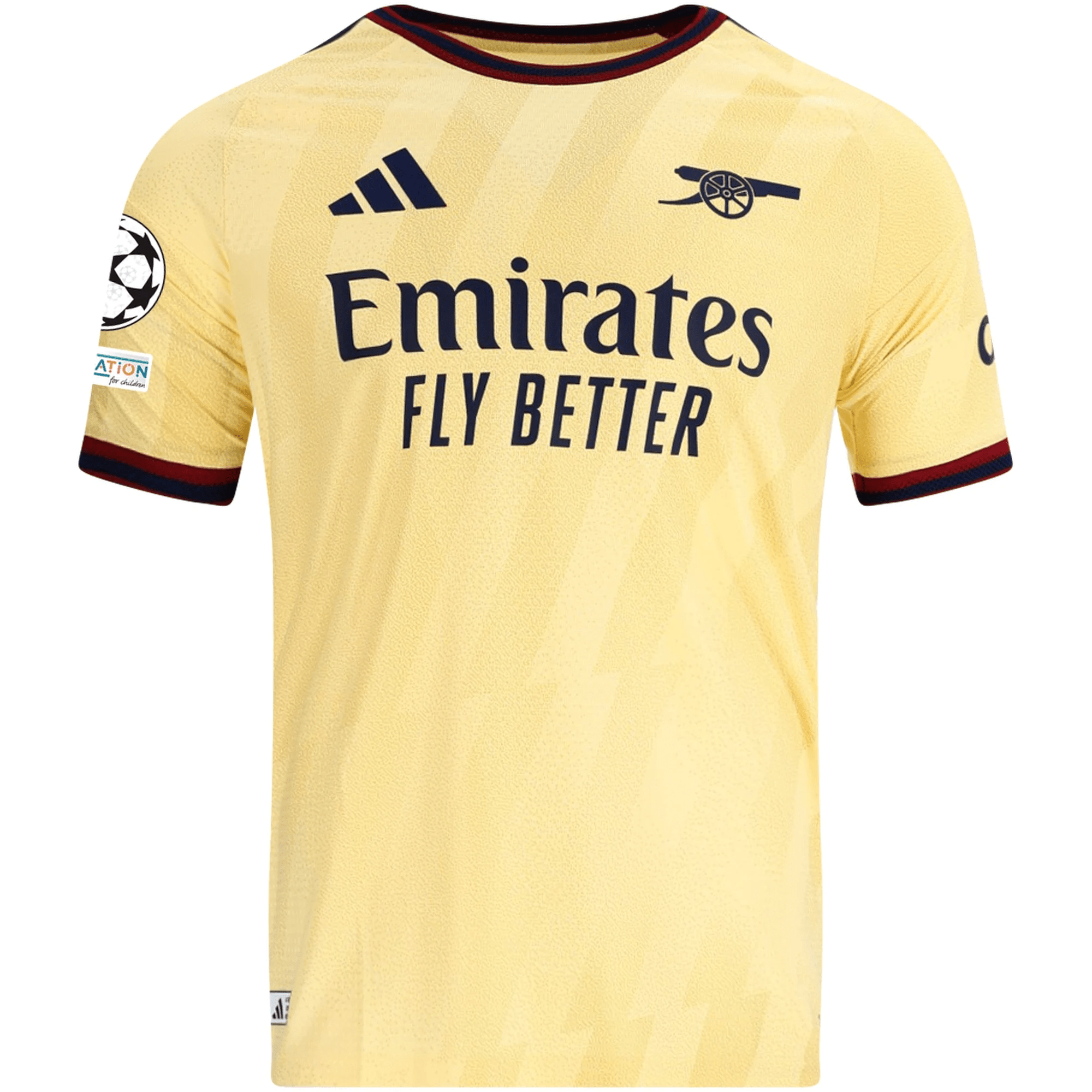 adidas Mens Arsenal Authentic Third Jersey w/ Champions League Patches 26/27 (Yellow)