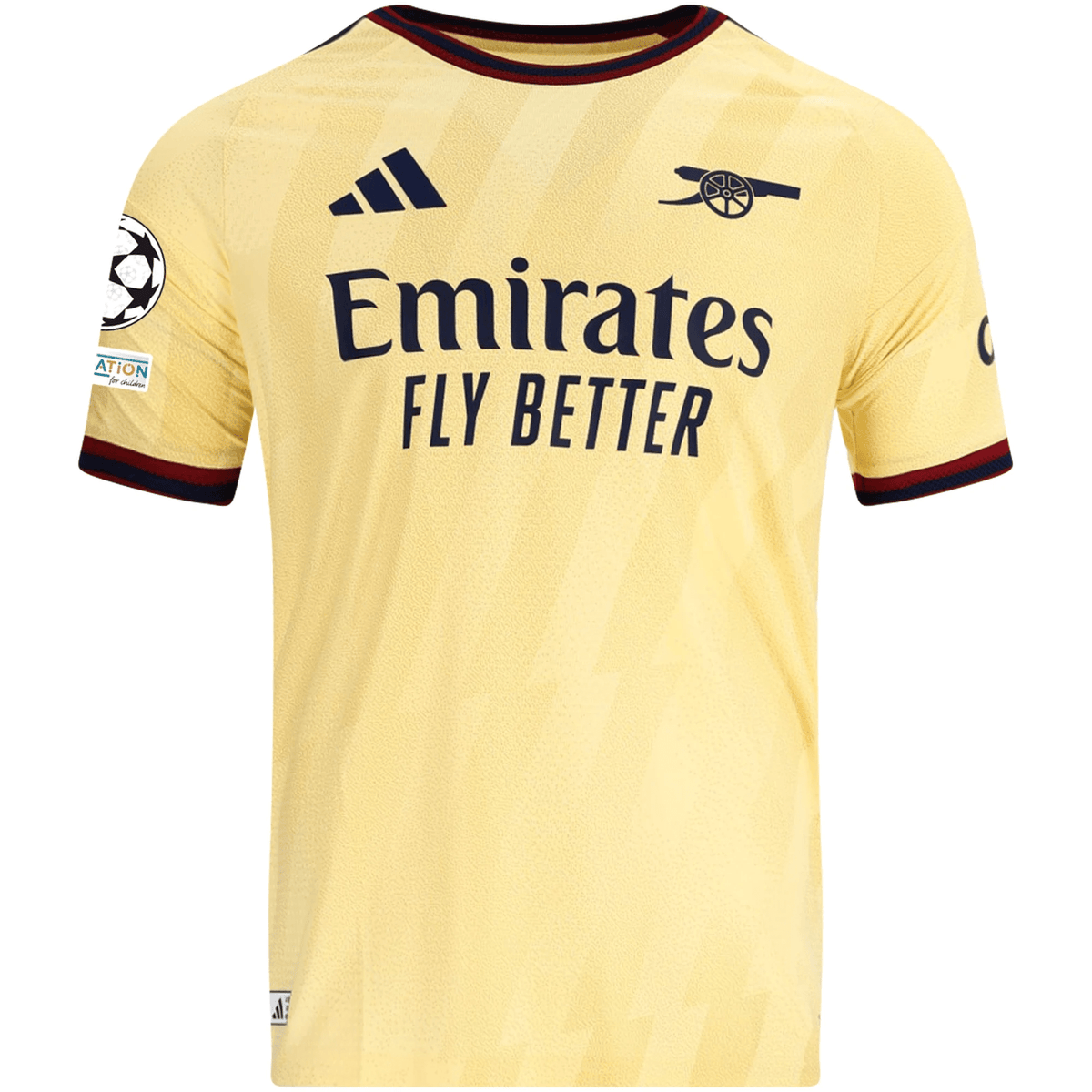 adidas Mens Arsenal Authentic Third Jersey w/ Champions League Patches 26/27 (Yellow) | SoccerWearhouse