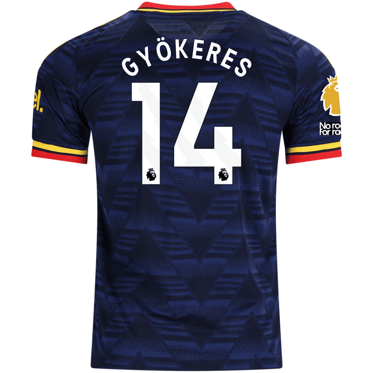 adidas Mens Arsenal Authentic Viktor Gyökeres Away Jersey w/ Premier League Patches 26/27 (Navy/Yellow) | SoccerWearhouse