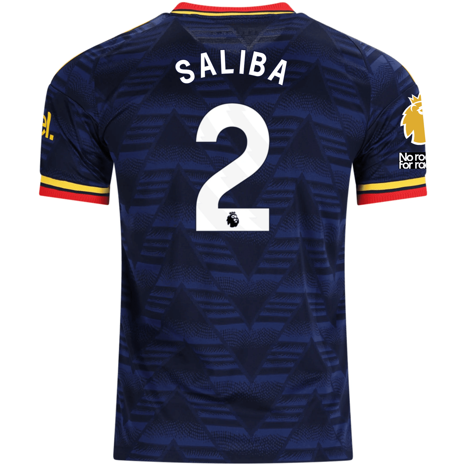 adidas Mens Arsenal Authentic William Saliba Away Jersey w/ Premier League Patches 26/27 (Navy/Yellow) | SoccerWearhouse