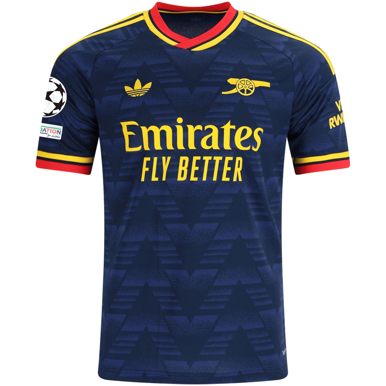 adidas Men's Arsenal Away Jersey w/ Champions League Patches 26/27 (Navy/Yellow) | SoccerWearhouse