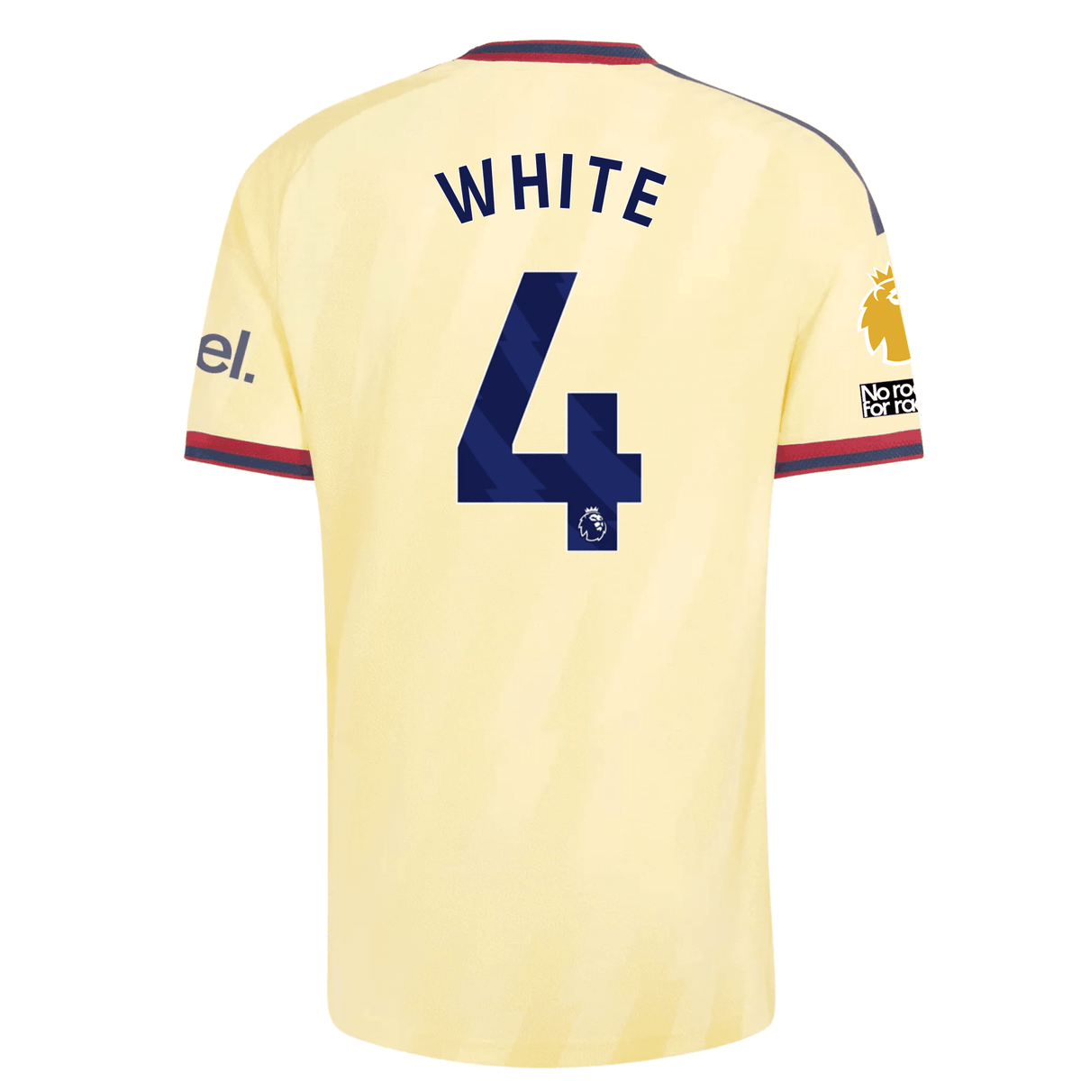 adidas Mens Arsenal Ben White Authentic Third Jersey w/ EPL + No Room For Racism 26/27 (Yellow) | SoccerWearhouse
