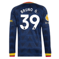 adidas Mens Arsenal Bruno Guimarães Long Sleeve Authentic Away Jersey w/ EPL + No Room For Racism Patches 26/27 (Navy)