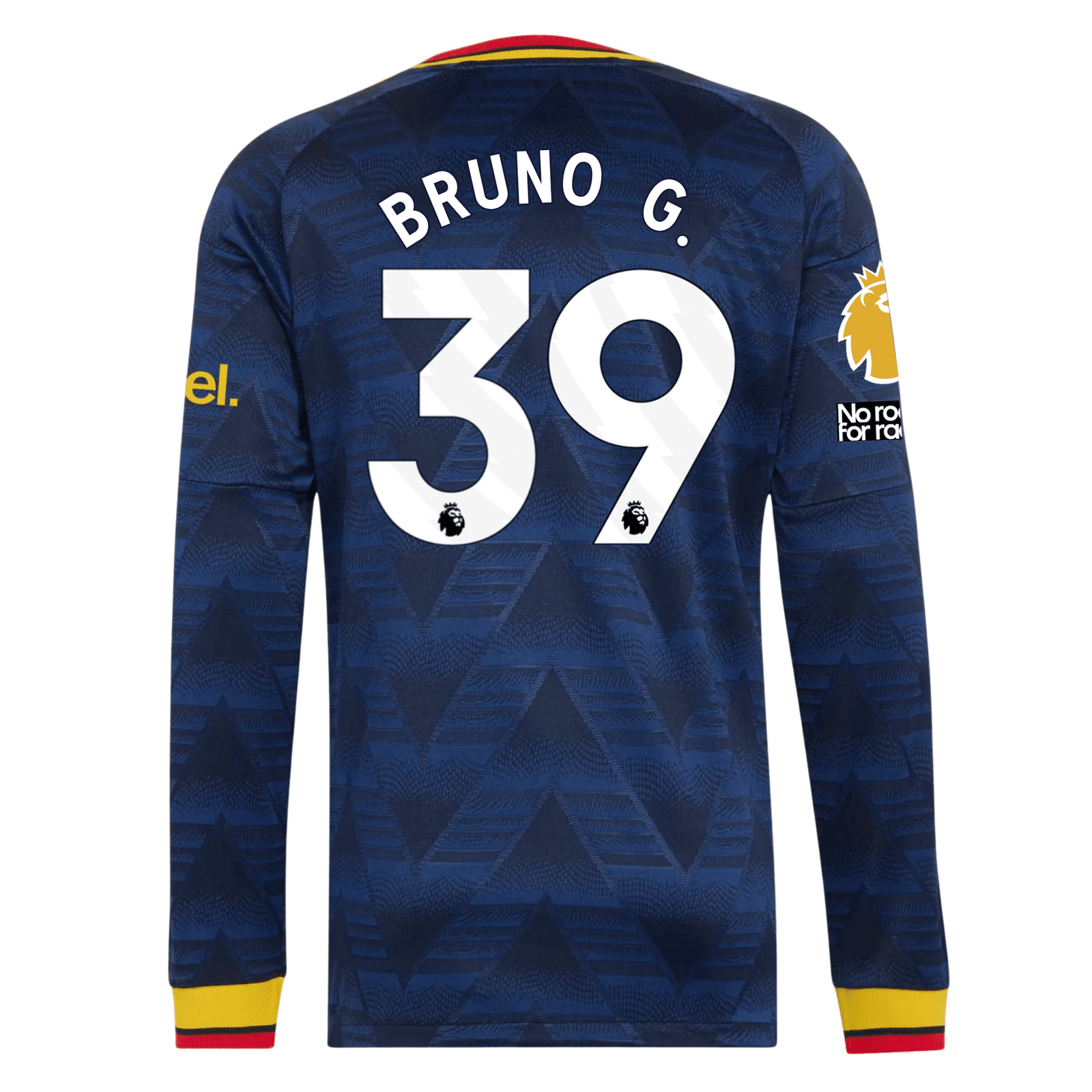 adidas Mens Arsenal Bruno Guimarães Long Sleeve Authentic Away Jersey w/ EPL + No Room For Racism Patches 26/27 (Navy) | SoccerWearhouse