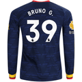 adidas Mens Arsenal Bruno Guimarães Long Sleeve Away Jersey w/ EPL + No Room For Racism Patches 26/27 (Navy/Yelllow)