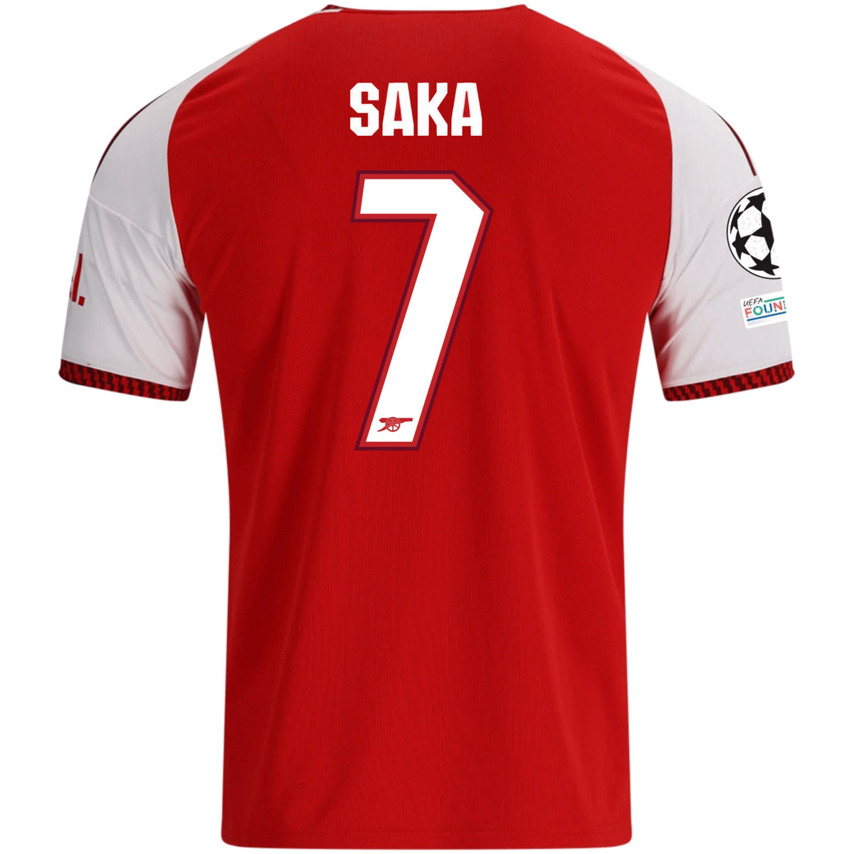 adidas Mens Arsenal Bukayo Saka Home Jersey w/ Champions League Patches 26/27 (Red) | SoccerWearhouse
