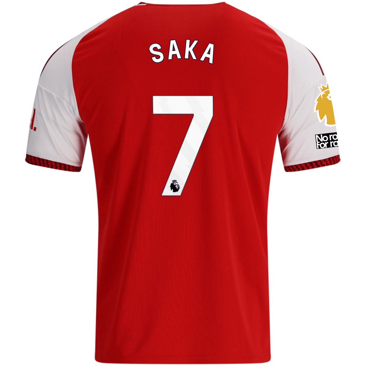 adidas Mens Arsenal Bukayo Saka Home Jersey w/ EPL + No Room For Racism Patches 26/27 (Red) | SoccerWearhouse