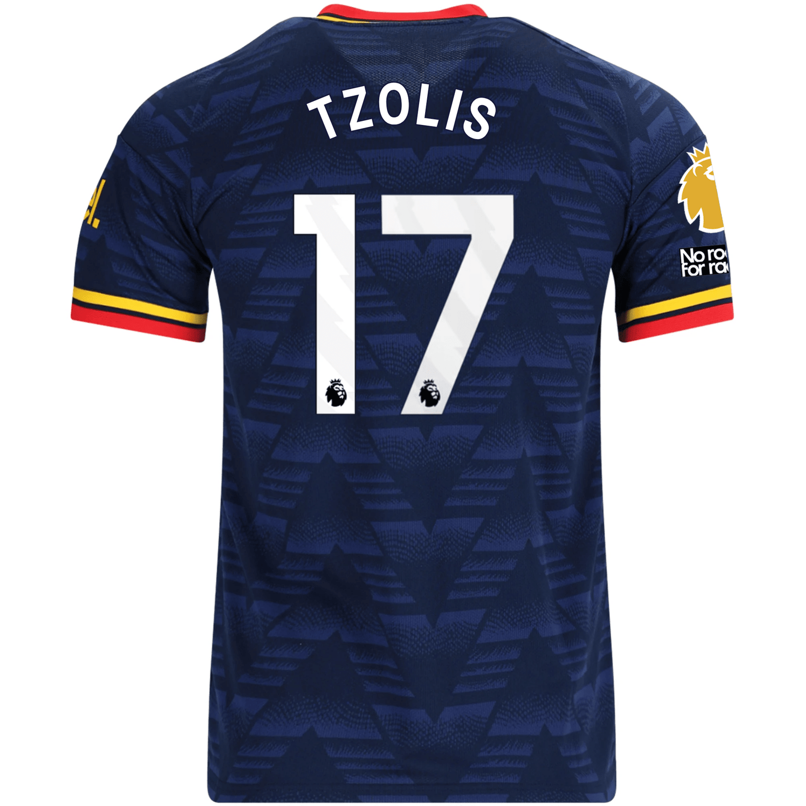 adidas Men's Arsenal Christos Tzolis Away Jersey EPL + No Room For Racism Patches 26/27 (Navy/Yellow) | SoccerWearhouse