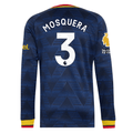 adidas Mens Arsenal Cristhian Mosquera Long Sleeve Authentic Away Jersey w/ EPL + No Room For Racism Patches 26/27 (Navy)