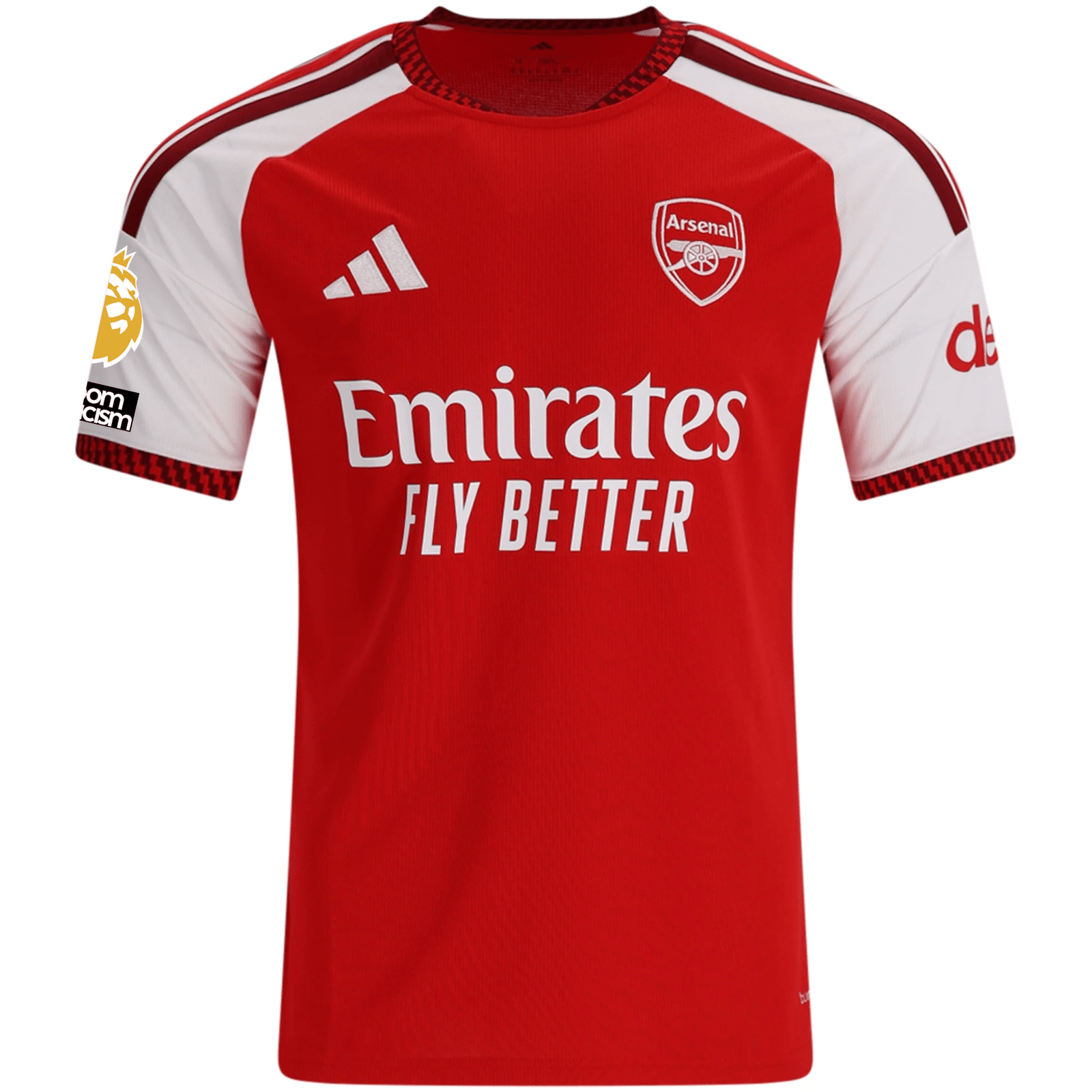 adidas Mens Arsenal Declan Rice Home Jersey w/ EPL + No Room For Racism Patches 26/27 (Red) | SoccerWearhouse
