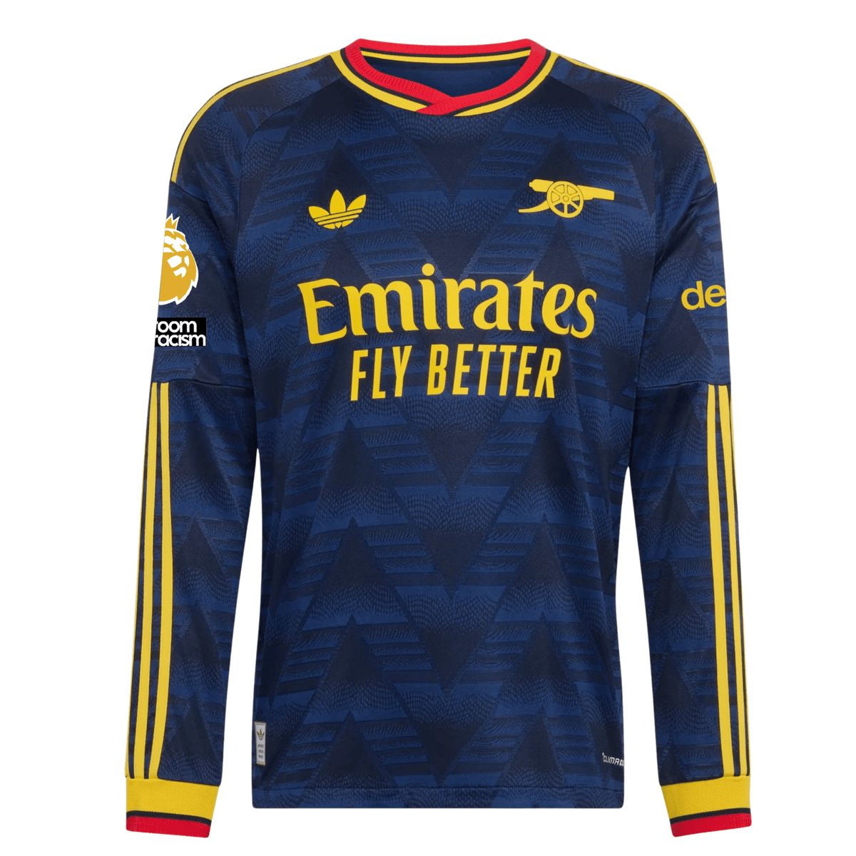 adidas Mens Arsenal Declan Rice Long Sleeve Authentic Away Jersey w/ EPL + No Room For Racism Patches 26/27 (Navy) | SoccerWearhouse