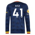 adidas Mens Arsenal Declan Rice Long Sleeve Authentic Away Jersey w/ EPL + No Room For Racism Patches 26/27 (Navy)