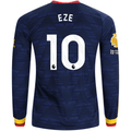 adidas Mens Arsenal Eberechi Eze Long Sleeve Away Jersey w/ EPL + No Room For Racism Patches 26/27 (Navy/Yelllow)