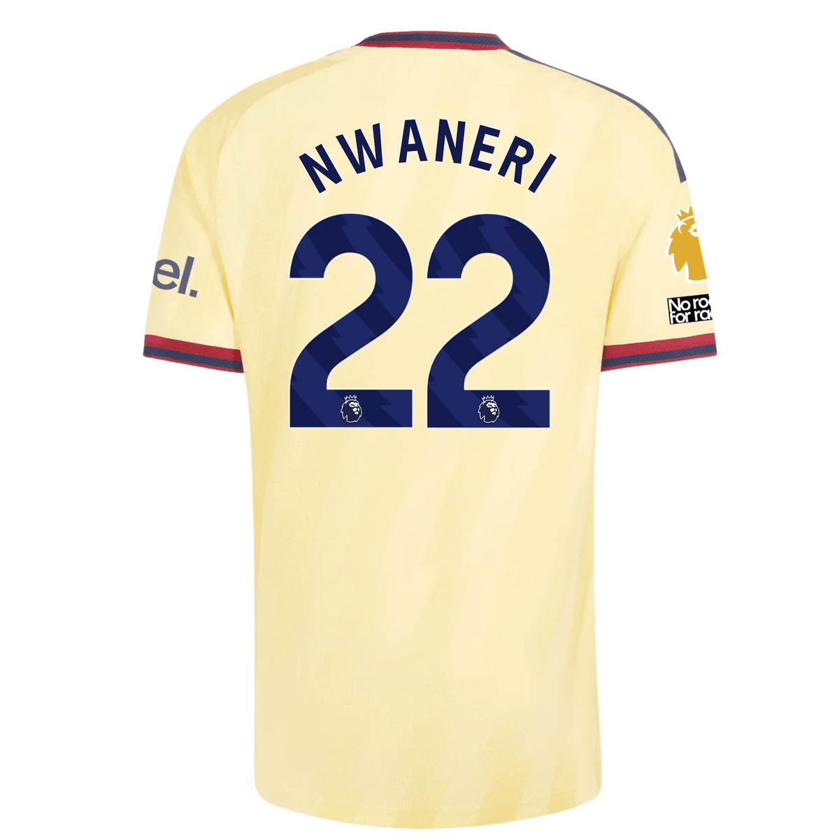adidas Mens Arsenal Ethan Nwaneri Authentic Third Jersey w/ EPL + No Room For Racism 26/27 (Yellow) | SoccerWearhouse