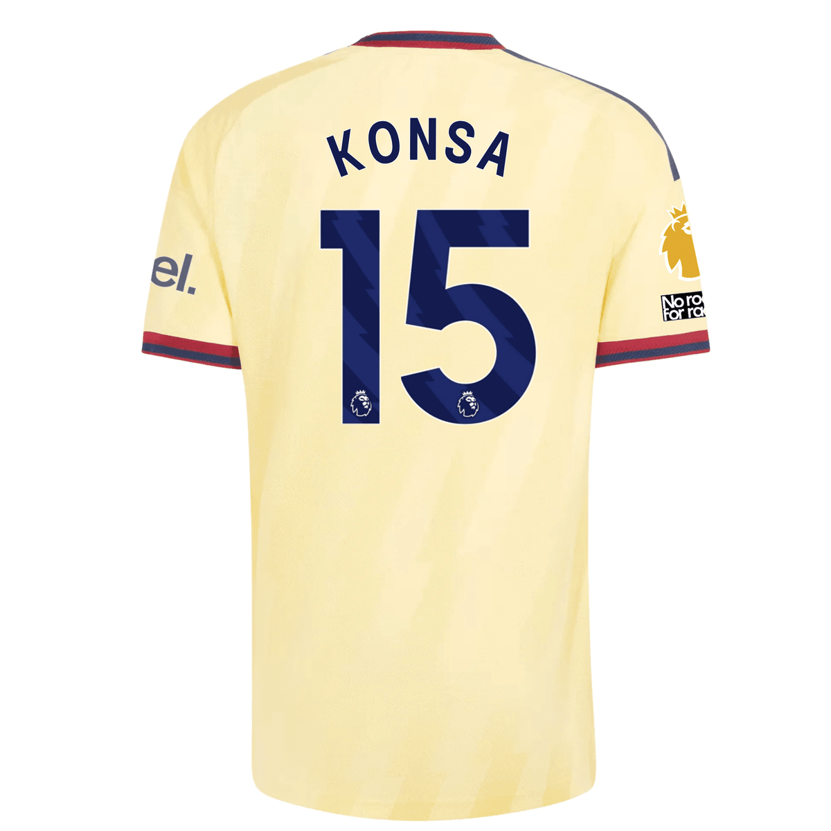 adidas Mens Arsenal Ezri Konsa Authentic Third Jersey w/ EPL + No Room For Racism 26/27 (Yellow) | SoccerWearhouse