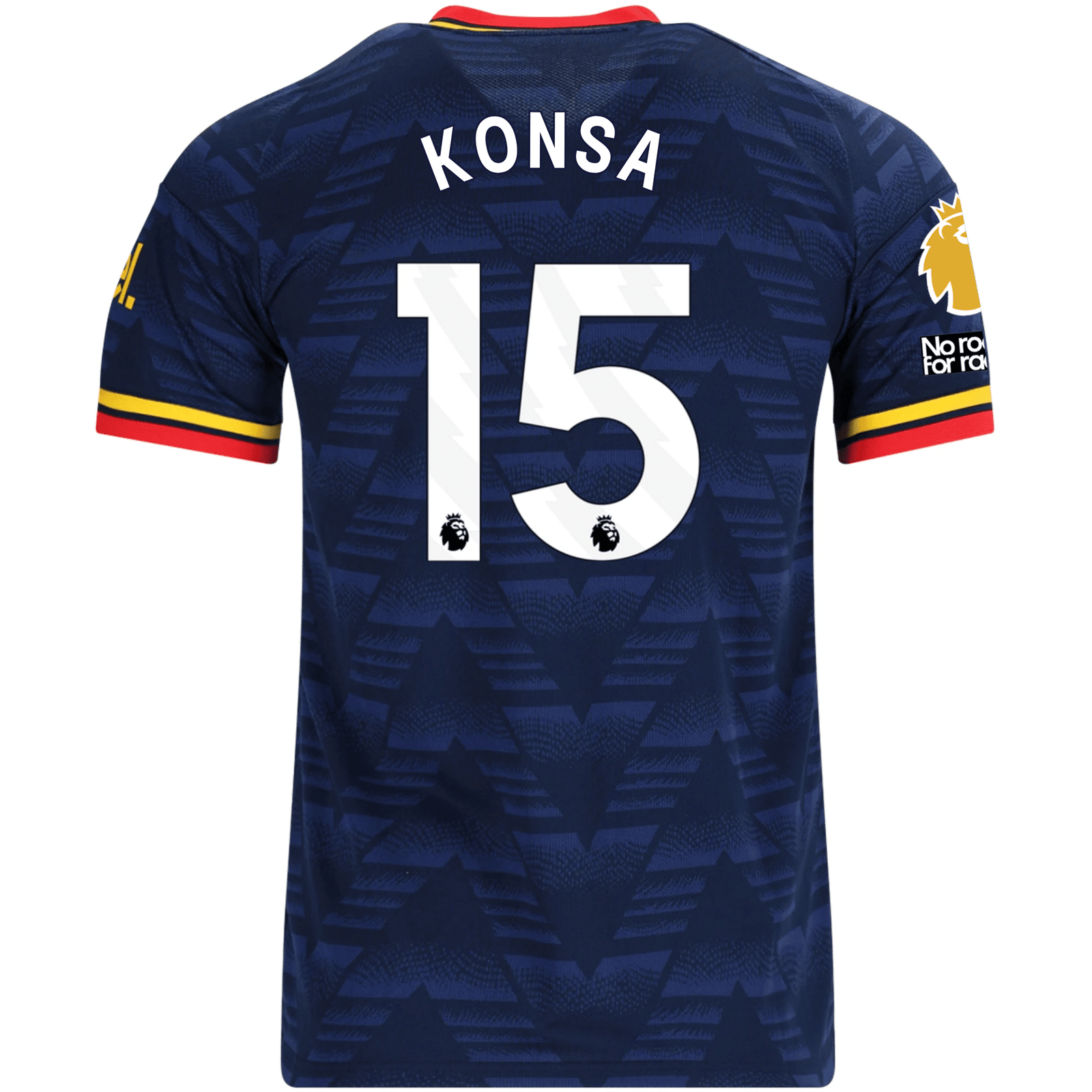adidas Men's Arsenal Ezri Konsa Away Jersey EPL + No Room For Racism Patches 26/27 (Navy/Yellow) | SoccerWearhouse