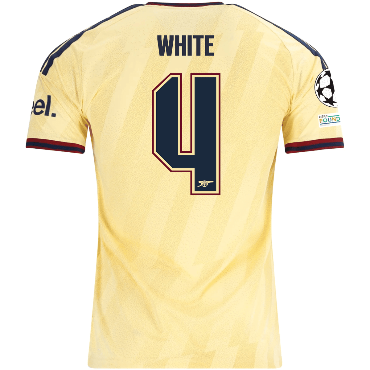 adidas Men's Arsenal FC Ben White Third Jersey w/ Champions League Patches 26/27 (Yellow) | SoccerWearhouse