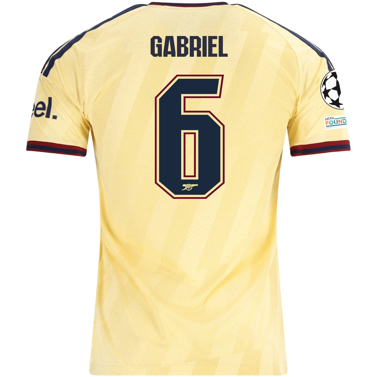 adidas Men's Arsenal FC Gabriel Magalhães Third Jersey w/ Champions League Patches 26/27 (Yellow) | SoccerWearhouse