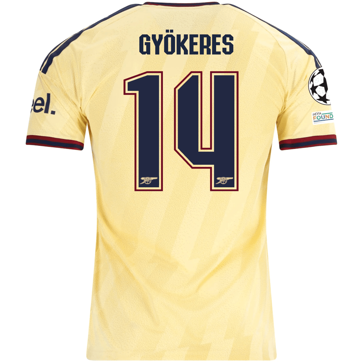 adidas Men's Arsenal FC Viktor Gyökeres Third Jersey w/ Champions League Patches 26/27 (Yellow) | SoccerWearhouse