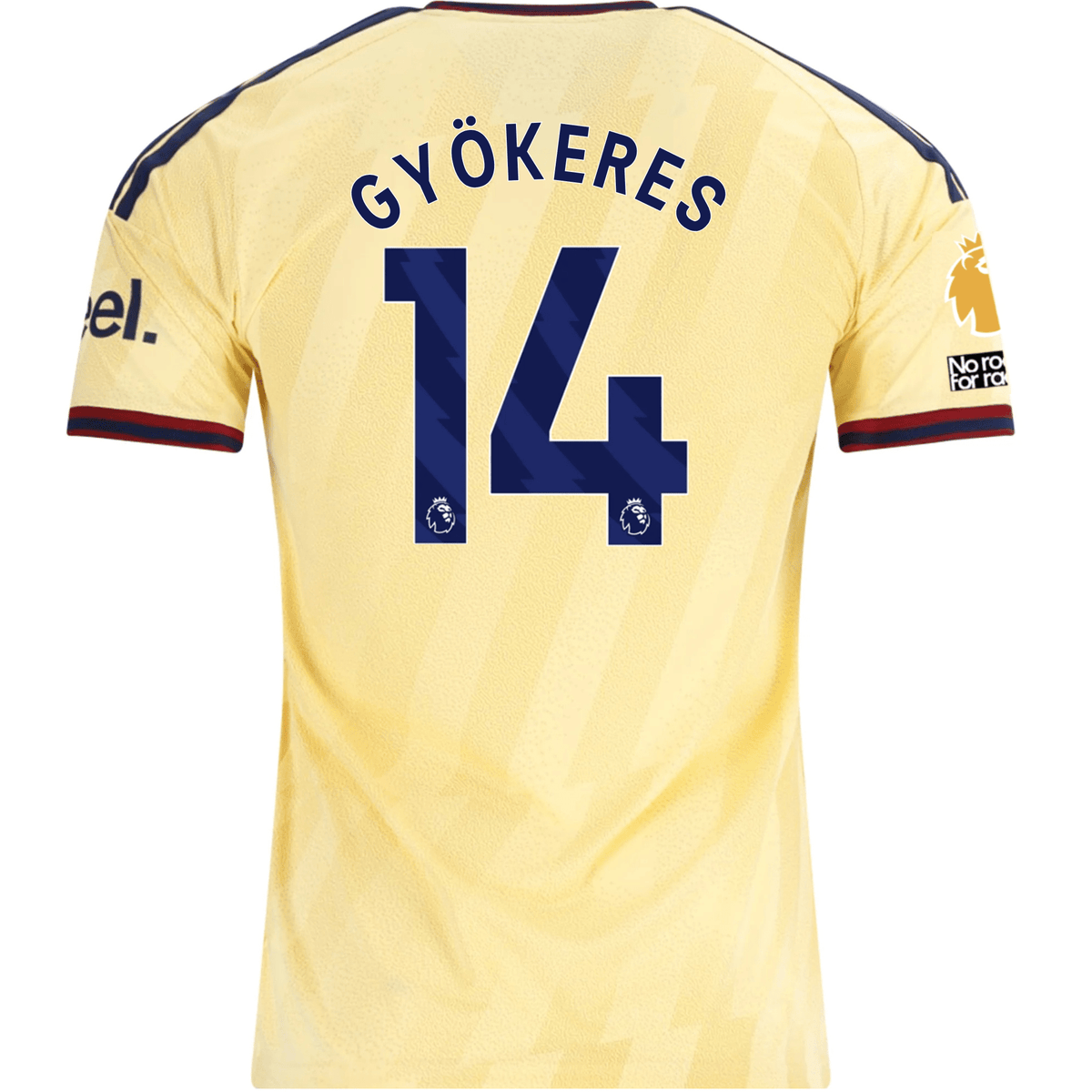adidas Men's Arsenal FC Viktor Gyökeres Third Jersey w/ EPL + No Room For Racism Patches 26/27 (Yellow) | SoccerWearhouse