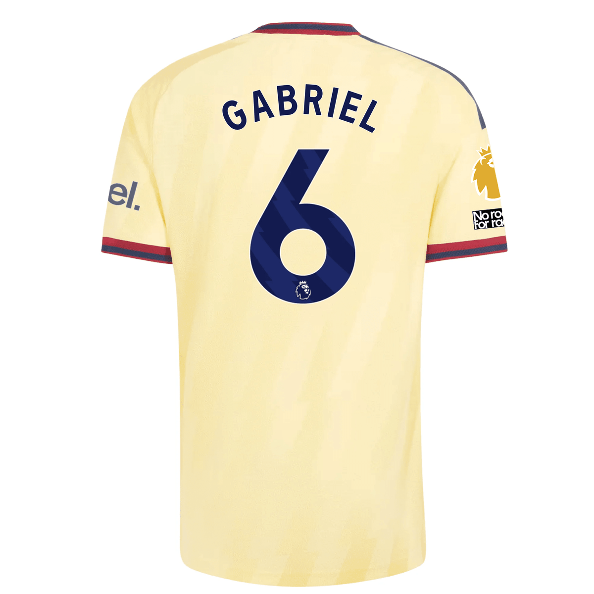 adidas Mens Arsenal Gabriel Magalhães Authentic Third Jersey w/ EPL + No Room For Racism 26/27 (Yellow) | SoccerWearhouse