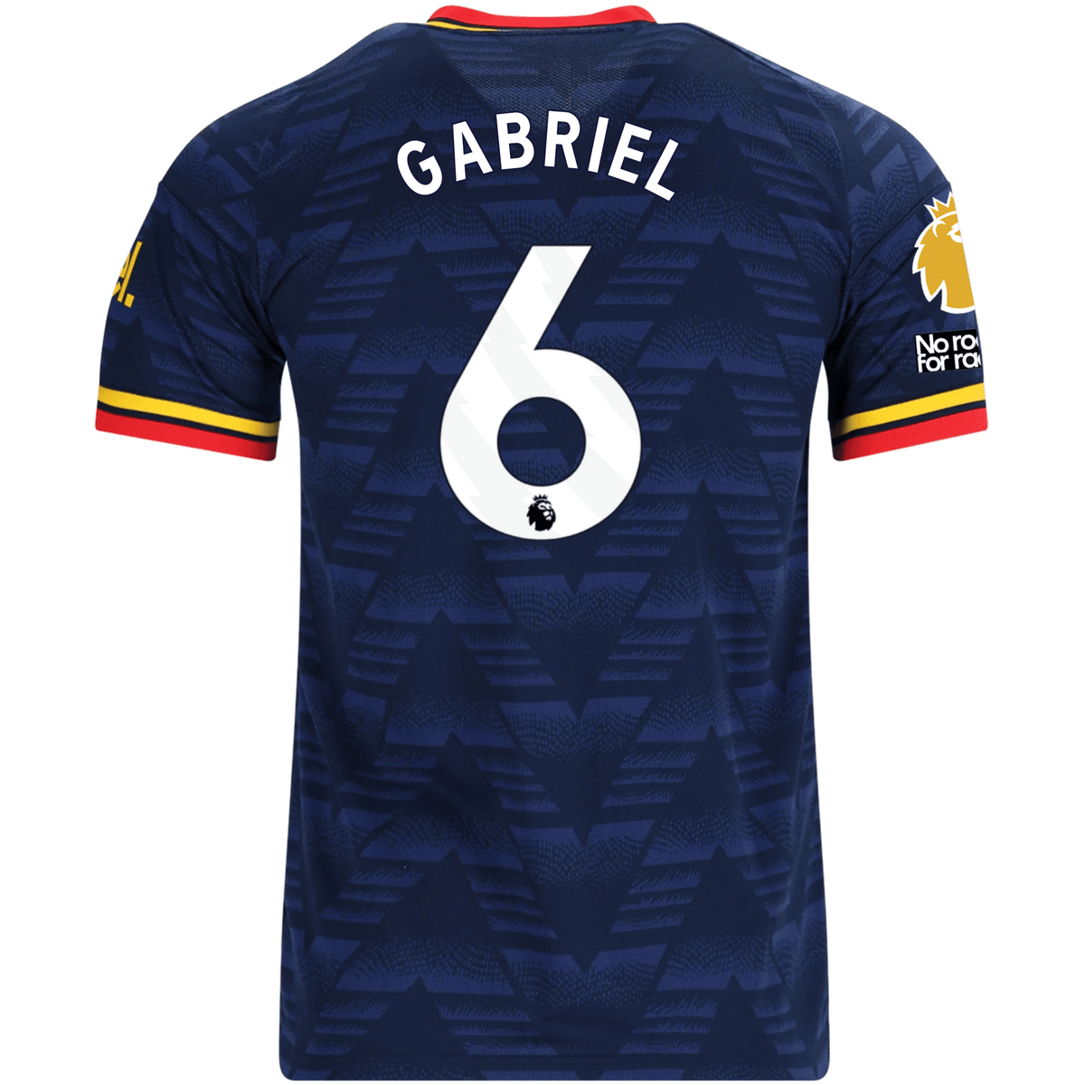 adidas Men's Arsenal Gabriel Magalhaes Away Jersey EPL + No Room For Racism Patches 26/27 (Navy/Yellow) | SoccerWearhouse