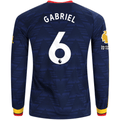 adidas Mens Arsenal Gabriel Magalhaes Long Sleeve Away Jersey w/ EPL + No Room For Racism Patches 26/27 (Navy/Yelllow)