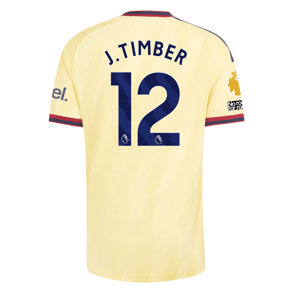 adidas Mens Arsenal Jurriën Timber Authentic Third Jersey w/ EPL + No Room For Racism 26/27 (Yellow) | SoccerWearhouse