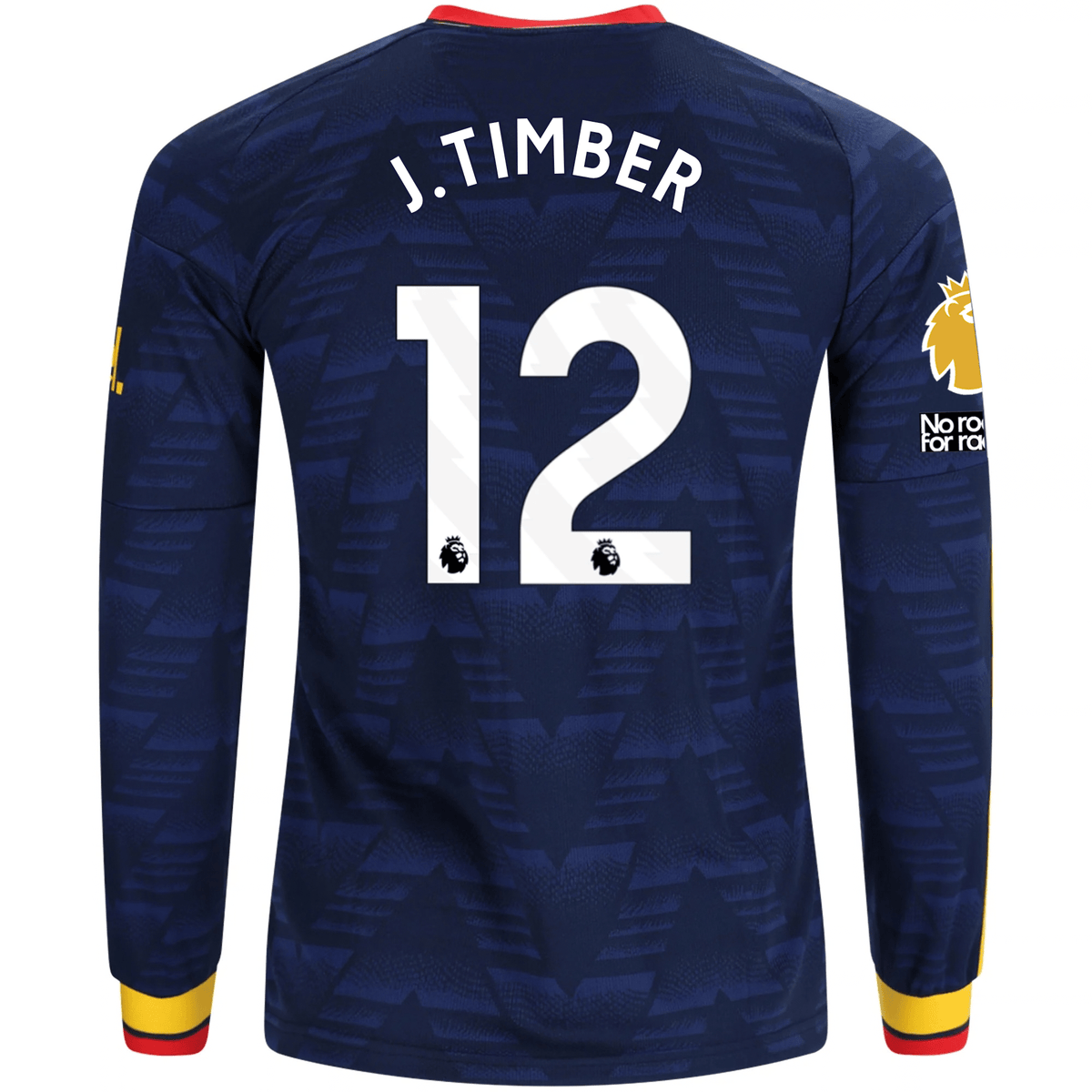 adidas Mens Arsenal Jurrien Timber Long Sleeve Away Jersey w/ EPL + No Room For Racism Patches 26/27 (Navy/Yelllow) | SoccerWearhouse