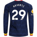 adidas Mens Arsenal Kai Havertz Long Sleeve Away Jersey w/ EPL + No Room For Racism Patches 26/27 (Navy/Yelllow)