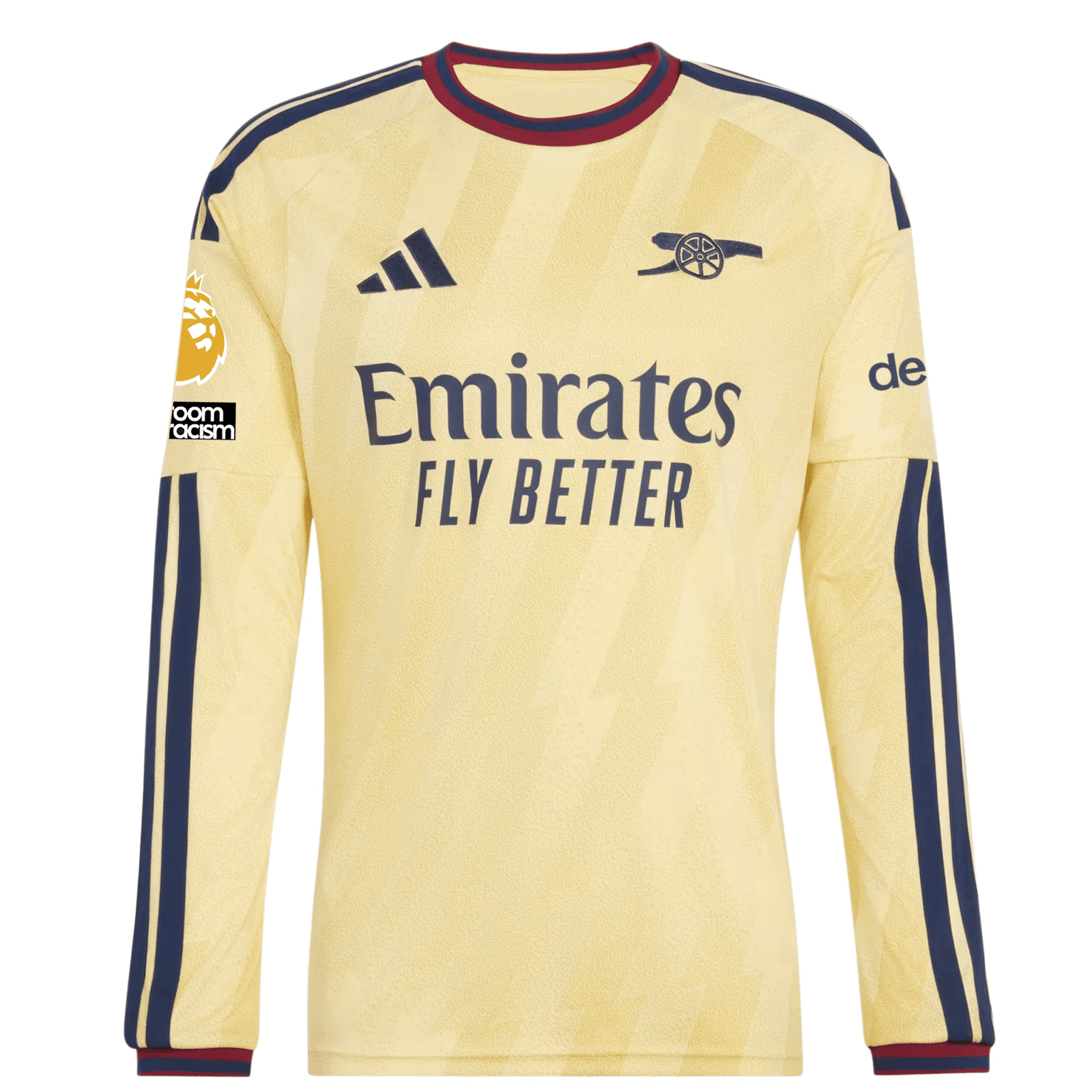 adidas Mens Arsenal Long Sleeve Third Jersey w/ EPL + No Room For Racism Patches 26/27 (Yellow) | SoccerWearhouse