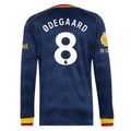 adidas Mens Arsenal Martin Odegaard Long Sleeve Authentic Away Jersey w/ EPL + No Room For Racism Patches 26/27 (Navy)