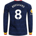 adidas Mens Arsenal Martin Odegaard Long Sleeve Away Jersey w/ EPL + No Room For RacismPatches 26/27 (Navy/Yelllow)