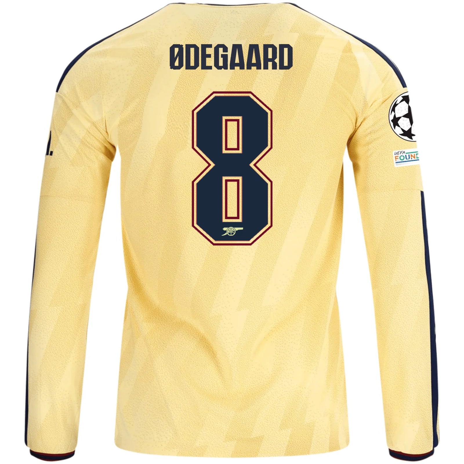 adidas Mens Arsenal Martin Ødegaard Long Sleeve Third Jersey w/ Champions League Patches 26/27 (Yellow) | SoccerWearhouse
