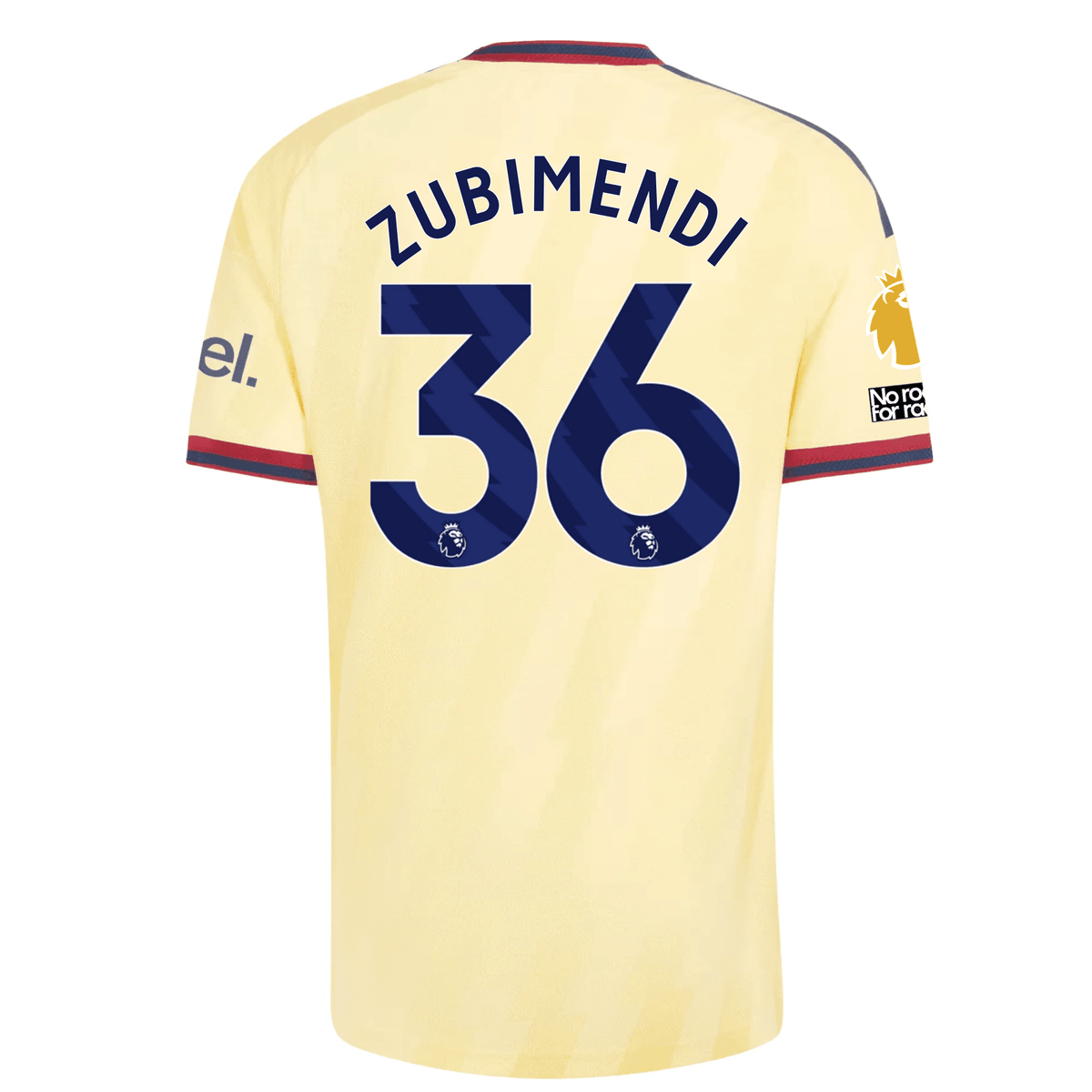 adidas Mens Arsenal Martín Zubimendi Authentic Third Jersey w/ EPL + No Room For Racism 26/27 (Yellow) | SoccerWearhouse