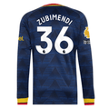 adidas Mens Arsenal Martin Zubimendi Long Sleeve Authentic Away Jersey w/ EPL + No Room For Racism Patches 26/27 (Navy)
