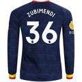 adidas Mens Arsenal Martin Zubimendi Long Sleeve Away Jersey w/ EPL + No Room For Racism Patches 26/27 (Navy/Yelllow)
