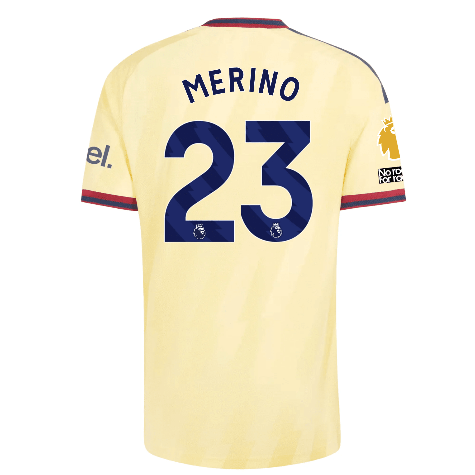 adidas Mens Arsenal Mikel Merino Authentic Third Jersey w/ EPL + No Room For Racism 26/27 (Yellow)